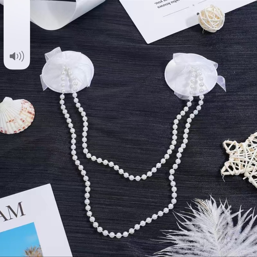 Women's Pearl Chain Decor Pasties Stickers Women Bra Nipple Cover Reusable. NWT.